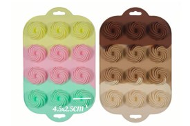 Molde silicona tricolor 12 mini remolinos
